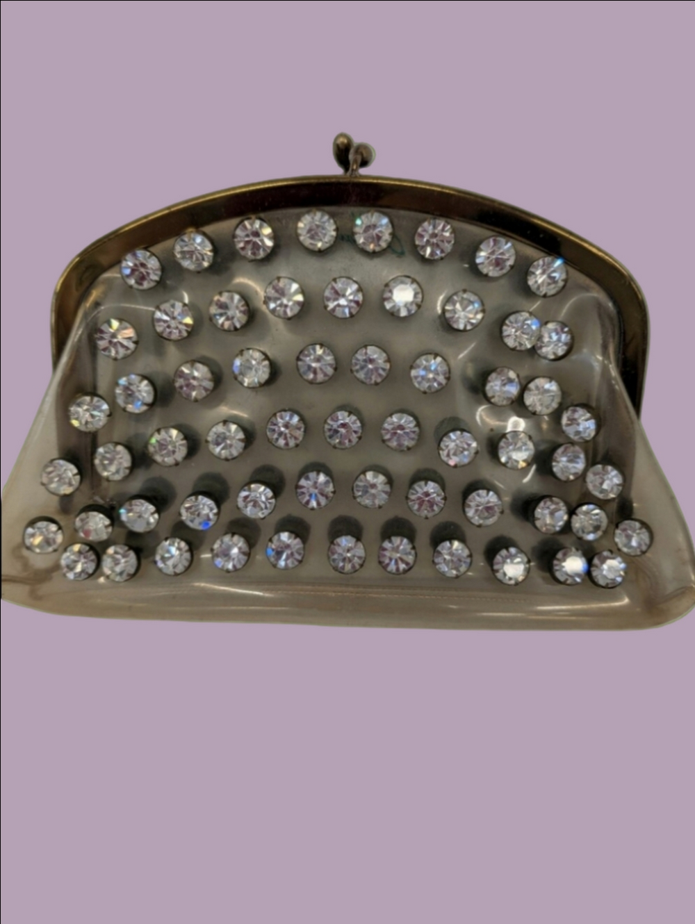 VINTAGE Bag Rhinestone Clear Evening Clutch Plastic 1960
